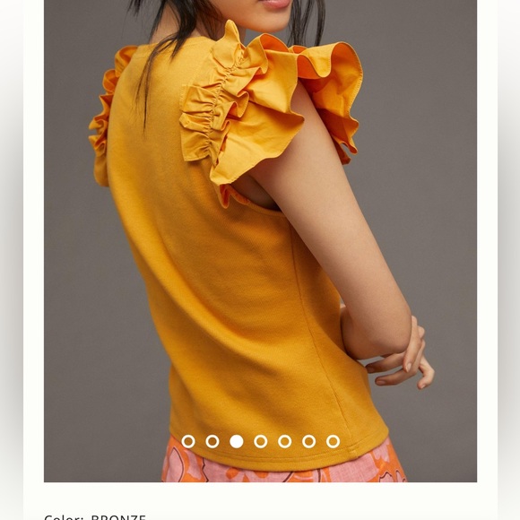 By Anthropologie Woven Ruffle Top - Picture 3 of 7